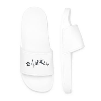 Motif de chat et de chien en forme de vague de cœur - Claquettes Homme - blanc - Devant