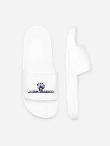 Mermaid at Heart Shell Emblem - Men’s Pool Sliders - white