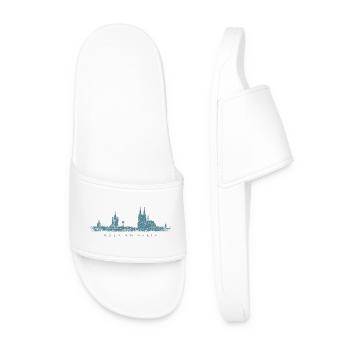 Köln am Rhein Kölner Skyline (Vintage Blau) - Männer Badelatschen - Weiß - Vorne