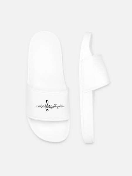 Heartbeat, love for music - Men’s Pool Sliders - white