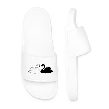 black and white swan shadow figure - Men’s Pool Sliders - white - Front