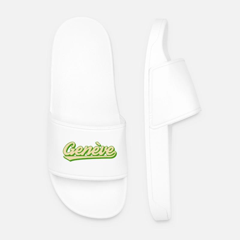 Genève Retro Script Lime - Men’s Pool Sliders - white