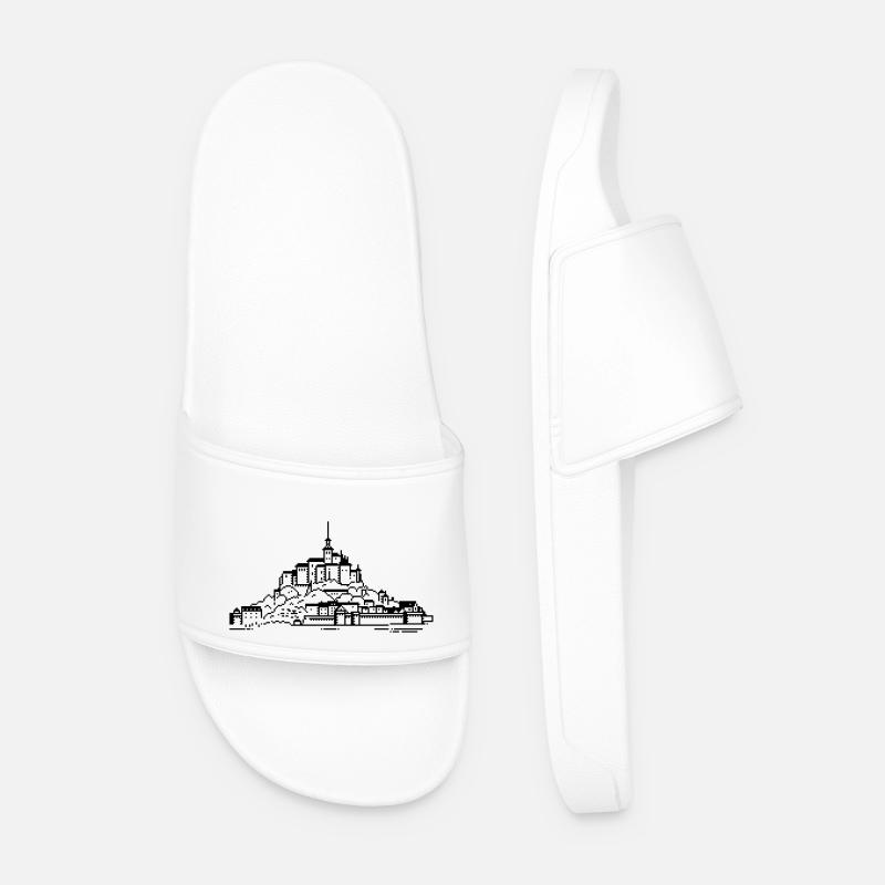 1bit Pixel Mont Saint Michel - Men’s Pool Sliders - white