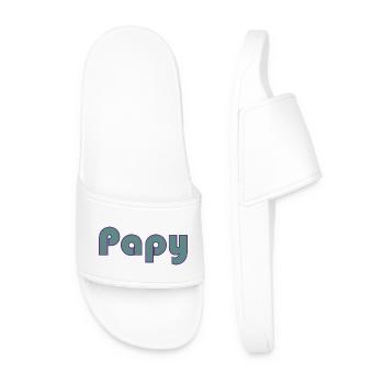 PAPOU. PAPA. FÊTE DES PÈRES. BONNE FÊTE PAPA - Claquettes Homme - blanc - Devant