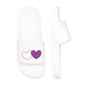 Heart Violet 2 Hearts Valentine's Day - Men’s Pool Sliders - white - Front