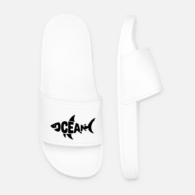 Ozean - Cooles Shark Ocean Logo - Männer Badelatschen - Weiß