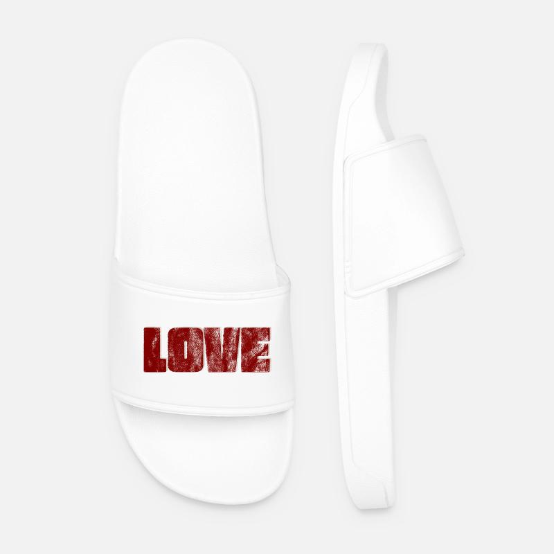 Distressed Love Typografie Design - Männer Badelatschen - Weiß