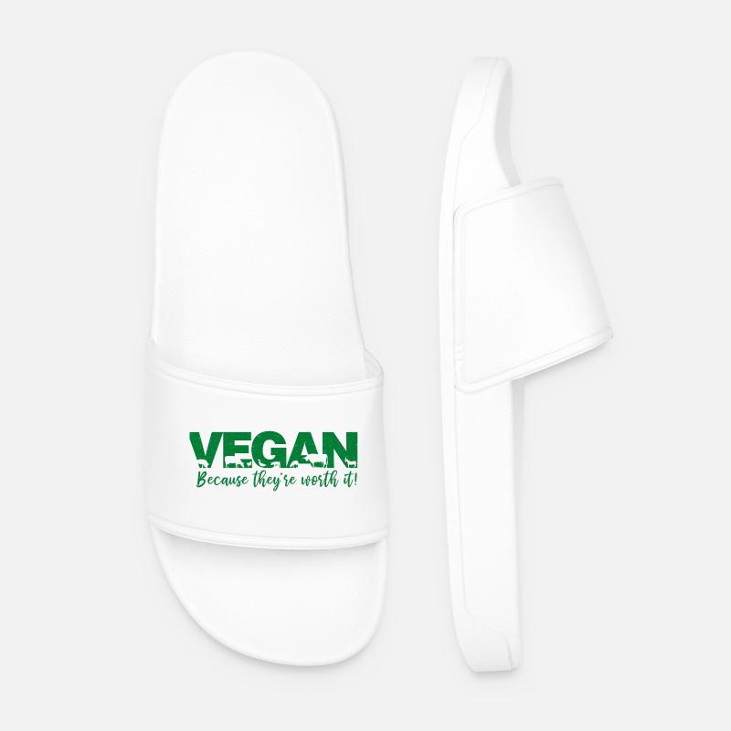 Vegan  weil sie es wert sind - Männer Badelatschen - Weiß