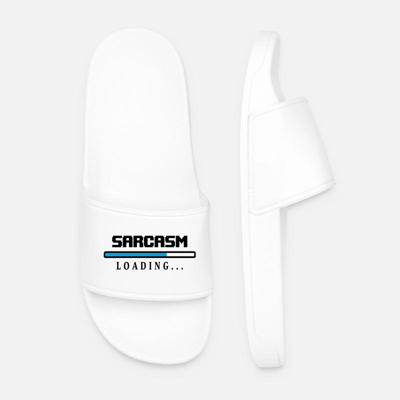 Sarcasm Loading Beam Saying - Men’s Pool Sliders - white
