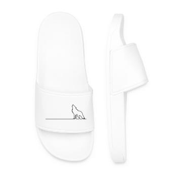 Wolf Outline - Men’s Pool Sliders - white - Front