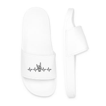 Rock Music ECG Heartbeat - Men’s Pool Sliders - white - Front