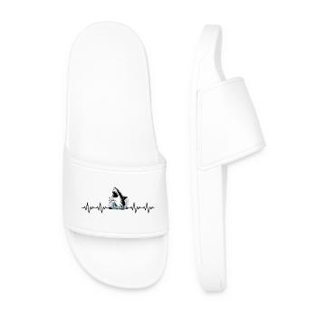Great White Shark ECG Heartbeat - Men’s Pool Sliders - white - Front
