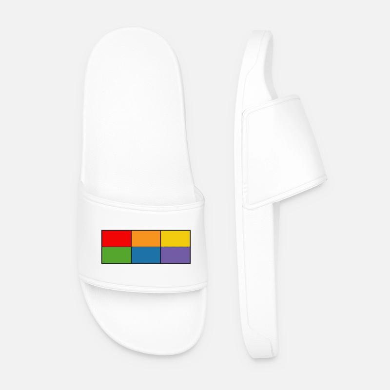 LGBT_Regenbogen_Farbblock grid - Men’s Pool Sliders - white