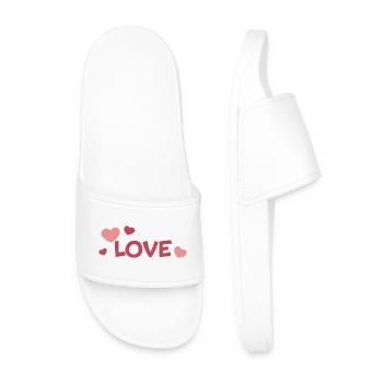 LOVE and Pastel Hearts Fancy Drawing - Men’s Pool Sliders - white - Front