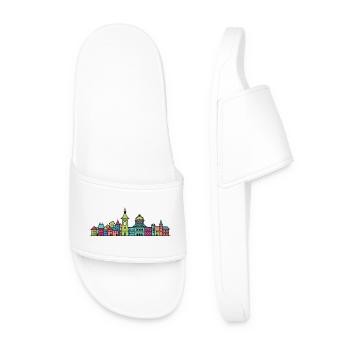 Bern City Skyline Zytglogge Moderne Linienkunst - Männer Badelatschen - Weiß - Vorne