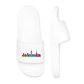 Silhouette de la ville de Poznań Art des chèvres - Claquettes Homme - blanc - Devant