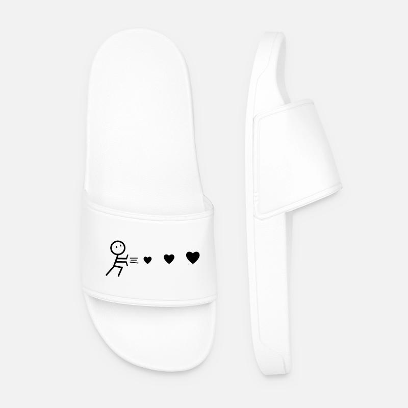 Herzenswerfender Schwarzer Mann - Männer Badelatschen - Weiß