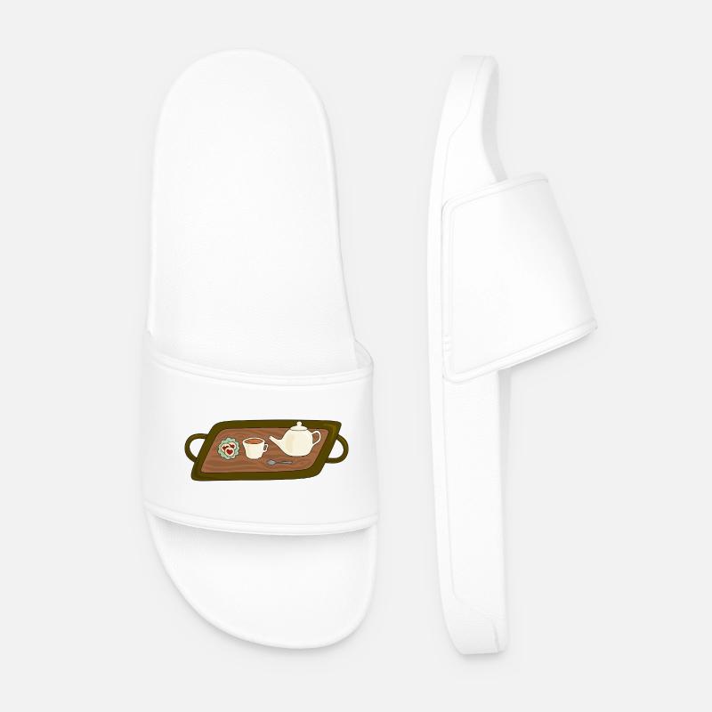 Teezeit-Tablett-Illustration - Männer Badelatschen - Weiß
