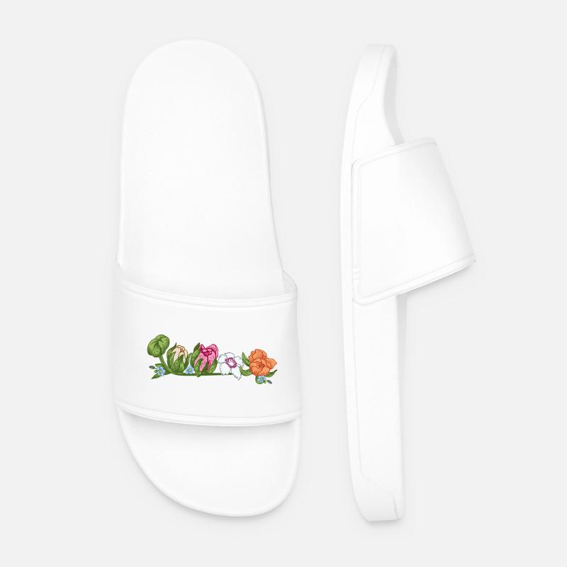 Blumen  Gartenzauber - Männer Badelatschen - Weiß