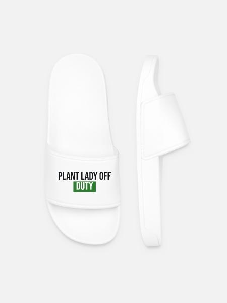 Plant Lady Off Duty - Plants Gift - Men’s Pool Sliders - white