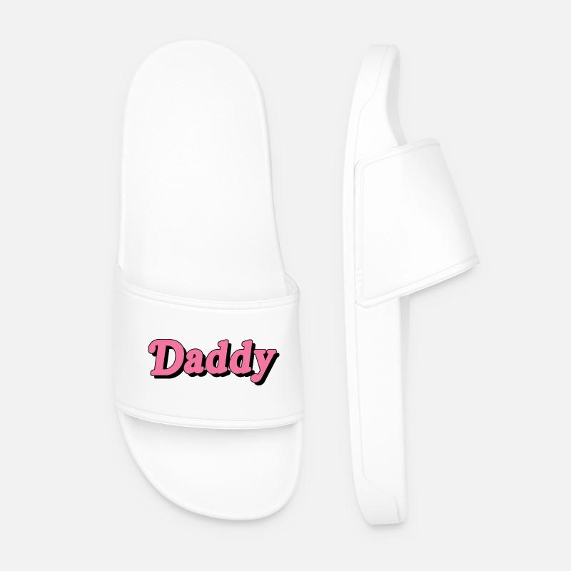 Whimsical Daddy Text Design - Men’s Pool Sliders - white