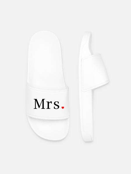 Mrs T-Shirt Hochzeit Geschenk Ehefrau Braut Herz - Männer Badelatschen - Weiß
