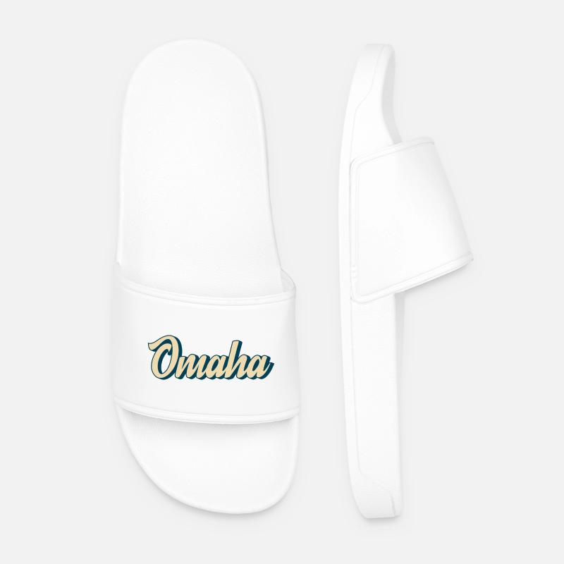 Omaha Script Rétro - Claquettes Homme - blanc