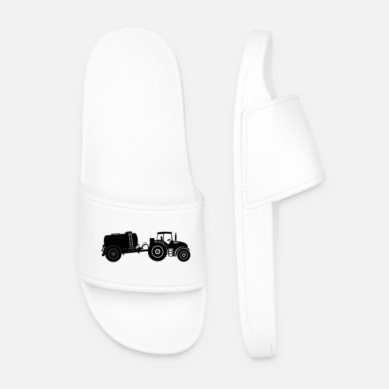 Traktor mit Geierbehälter - Männer Badelatschen - Weiß