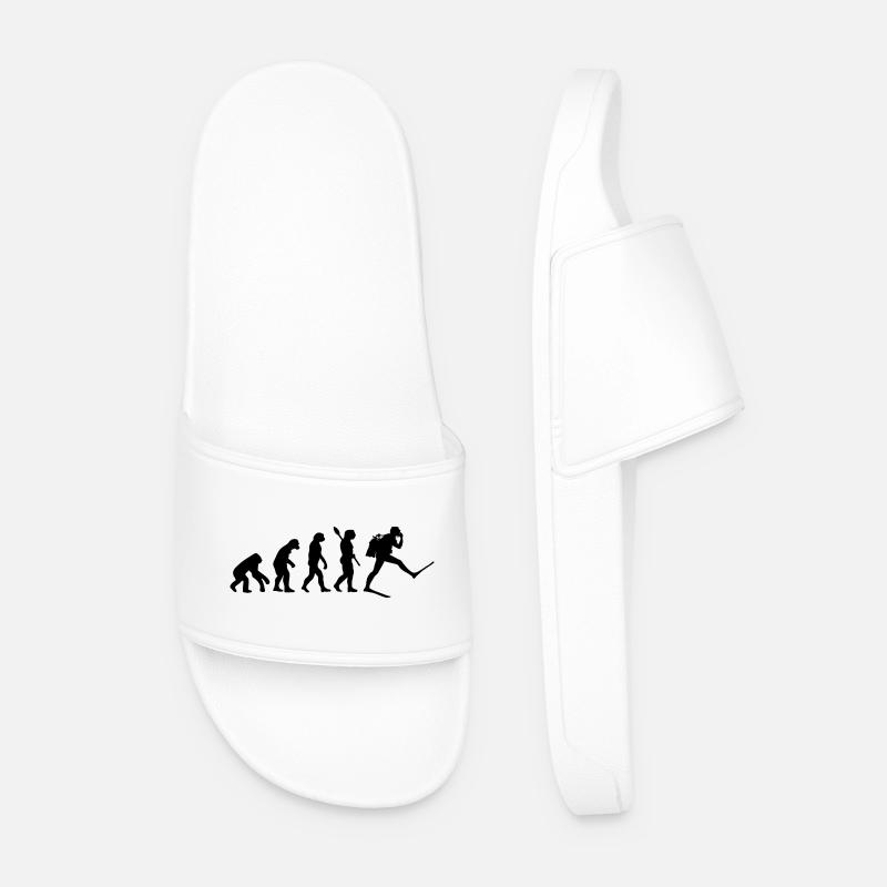 Scuba Diver Funny Human Evolution - Men’s Pool Sliders - white
