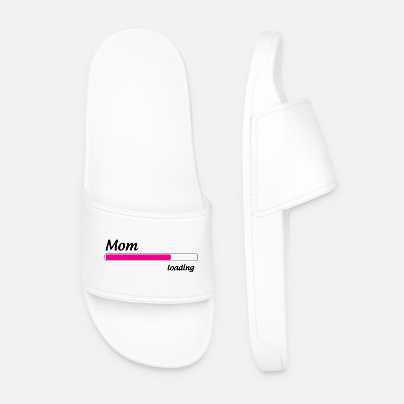 Mom loading... Please Wait - Mother-to-be - Men’s Pool Sliders - white