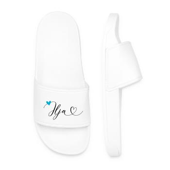Ilja surname First name Calligraphy heart - Men’s Pool Sliders - white - Front