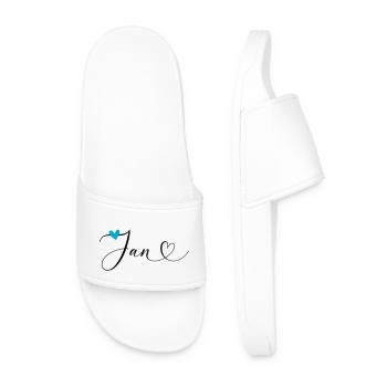 Jan Nom Prénom Calligraphie coeur - Claquettes Homme - blanc - Devant