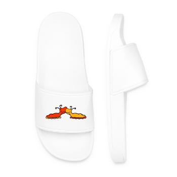 2 snails kiss two slugs couple love - Men’s Pool Sliders - white - Front