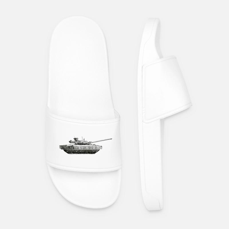 Monochrome Panzer Silhouette - Männer Badelatschen - Weiß