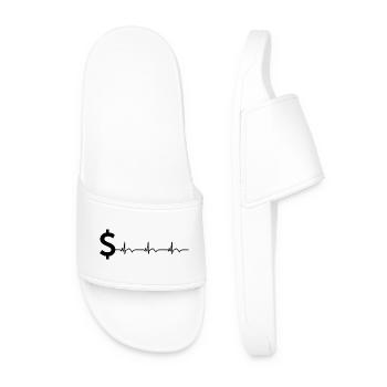 Dollar Sign $ ECG Heartbeat - Men’s Pool Sliders - white - Front