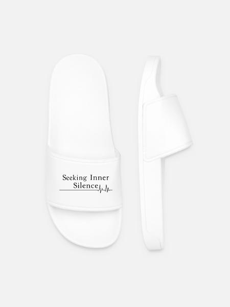 Seeking Inner Silence - Men’s Pool Sliders - white