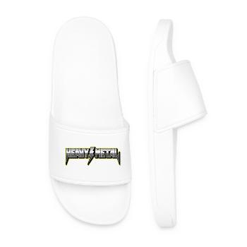 Heavy Metal 3D Type Logo with Lightning - Men’s Pool Sliders - white - Front