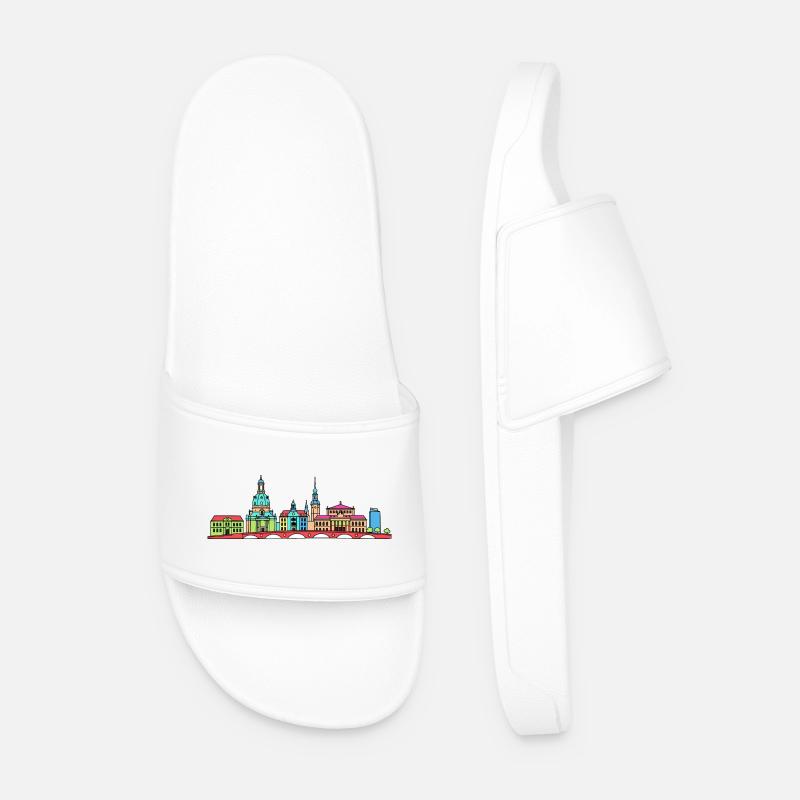 Dresdener Stadtskyline Frauenkirche Linienkunst - Männer Badelatschen - Weiß