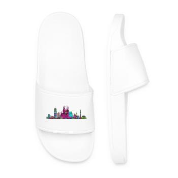 Art de ligne de la Skyline de la Sagrada Familia de la ville de Barcelone - Claquettes Homme - blanc - Devant