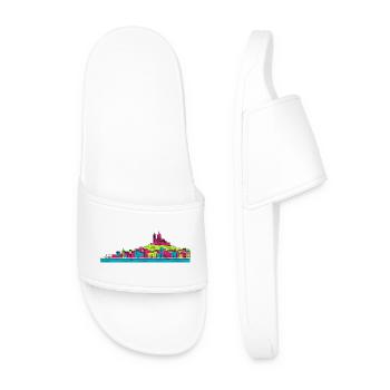Basilique skyline de la ville de Marseille Modern Line Art - Claquettes Homme - blanc - Devant