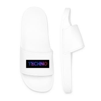 Techno Neon Glitch Text - Men’s Pool Sliders - white - Front