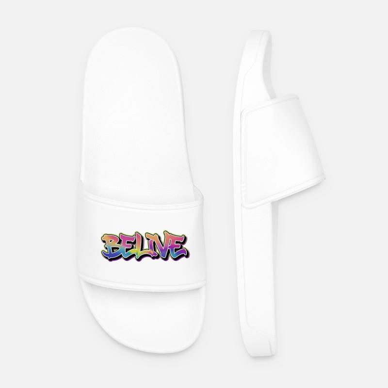 BELIVE Graffiti Rainbow - Men’s Pool Sliders - white