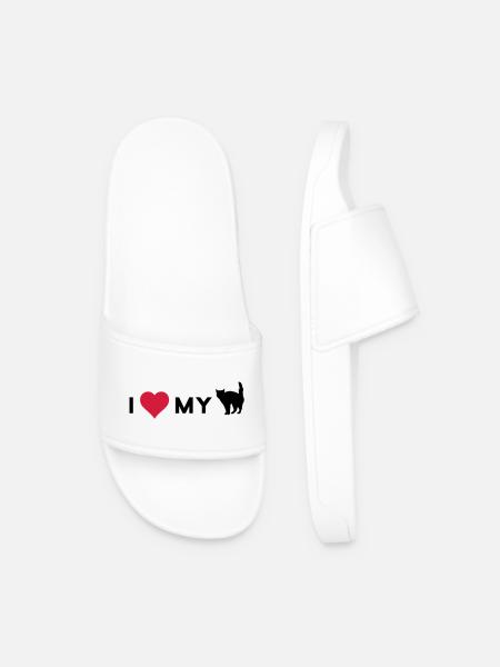 i love my cat - Men’s Pool Sliders - white