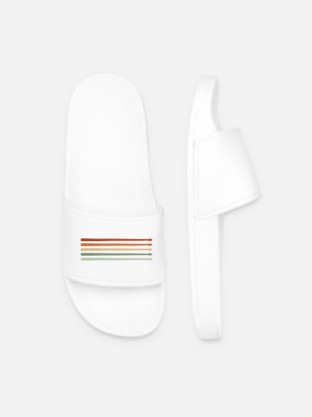 Drums Drumsticks Drummer - Men’s Pool Sliders - white