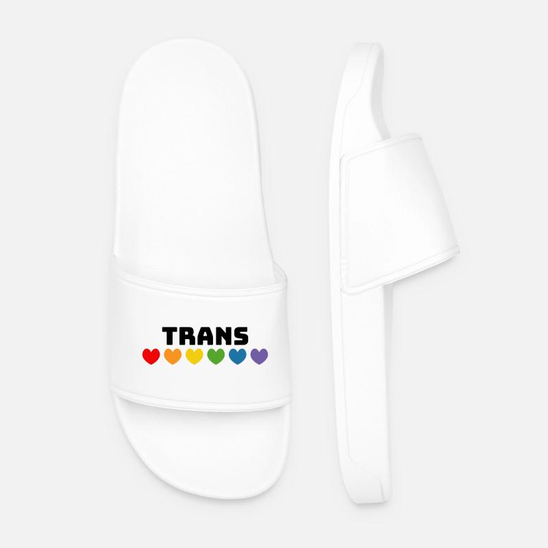 Rainbow heart trans black - Men’s Pool Sliders - white