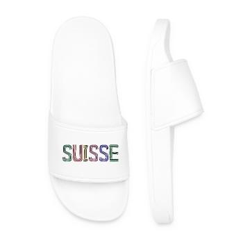SWITZERLAND. HUMOR. COUNTRY. FLAG. GENEVA. LAUSANNE - Men’s Pool Sliders - white - Front