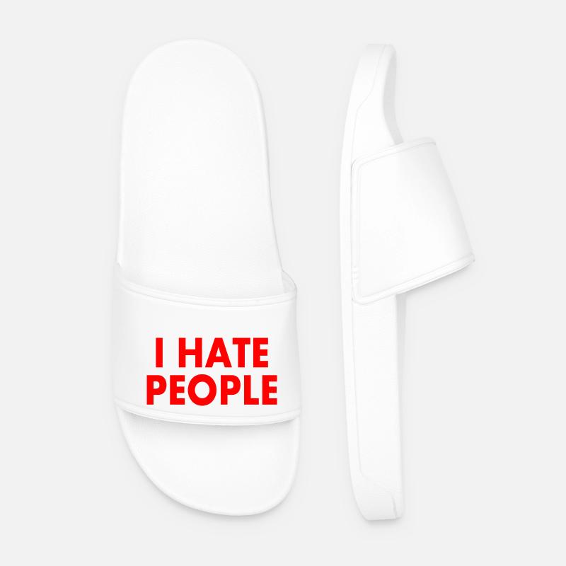 I hate people - Men’s Pool Sliders - white