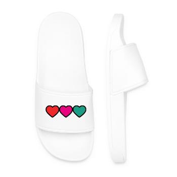 COUPLE. VALENTINE'S DAY. HEART. CHRISTMAS. JUST MARRIED. - Men’s Pool Sliders - white - Front