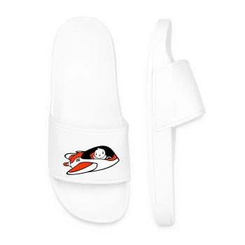 Duck Spaceship Pilot Space Science Fiction Cool - Men’s Pool Sliders - white - Front