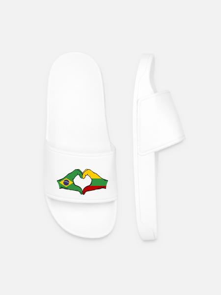 Brasilien Litauen Flagge Haende Herzform - Männer Badelatschen - Weiß